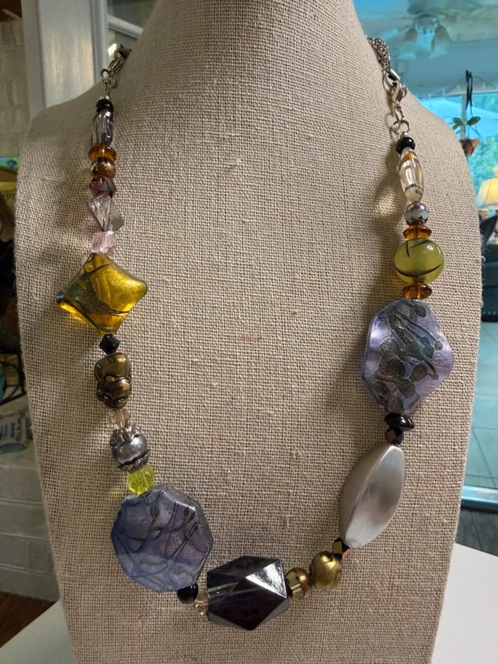 Multi bead colorful statement necklace